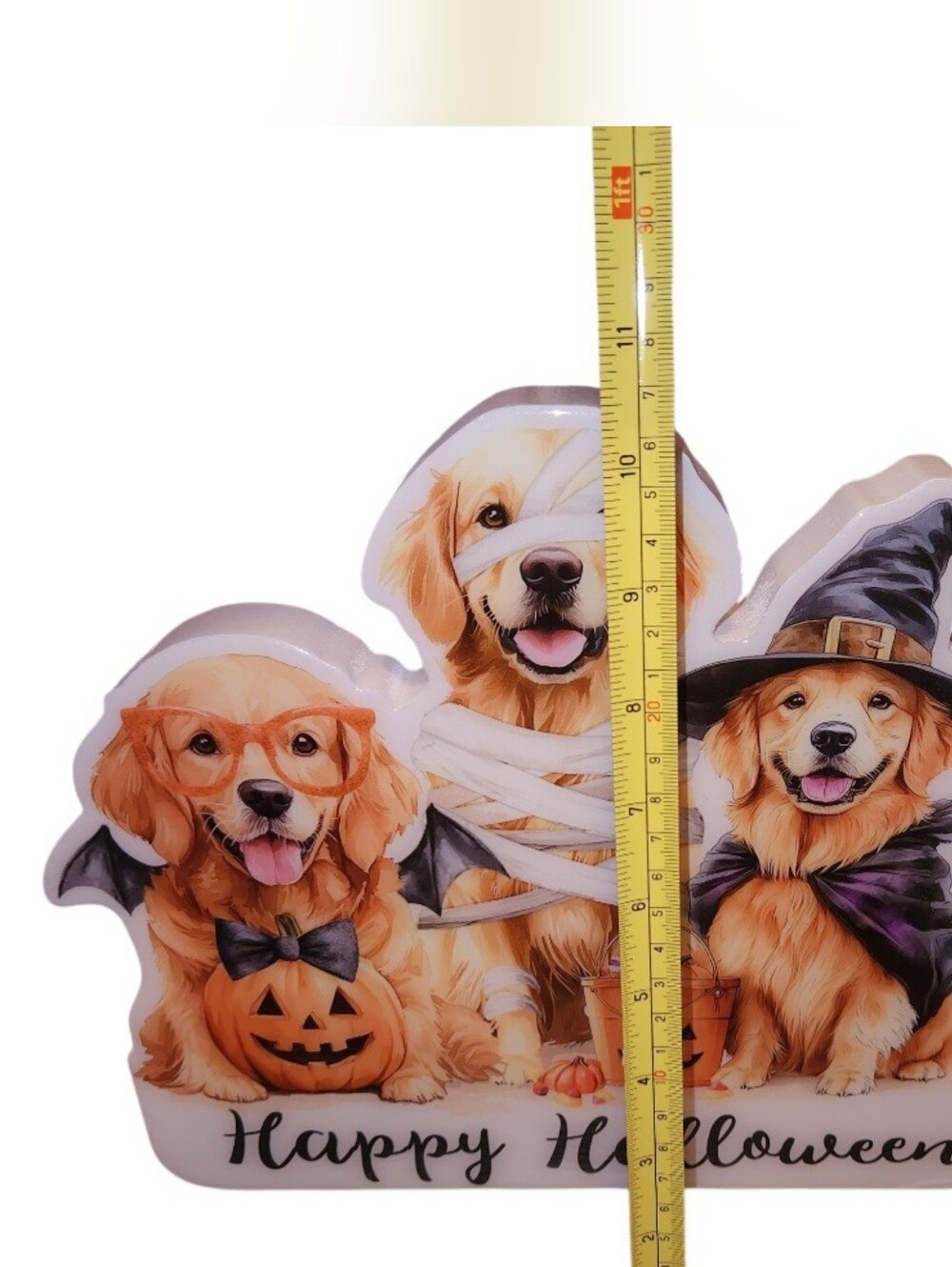 NWT Happy Halloween Golden Retriever Trio Sign 3D Wooden Stand Festive Dog Décor - Picture 3 of 8